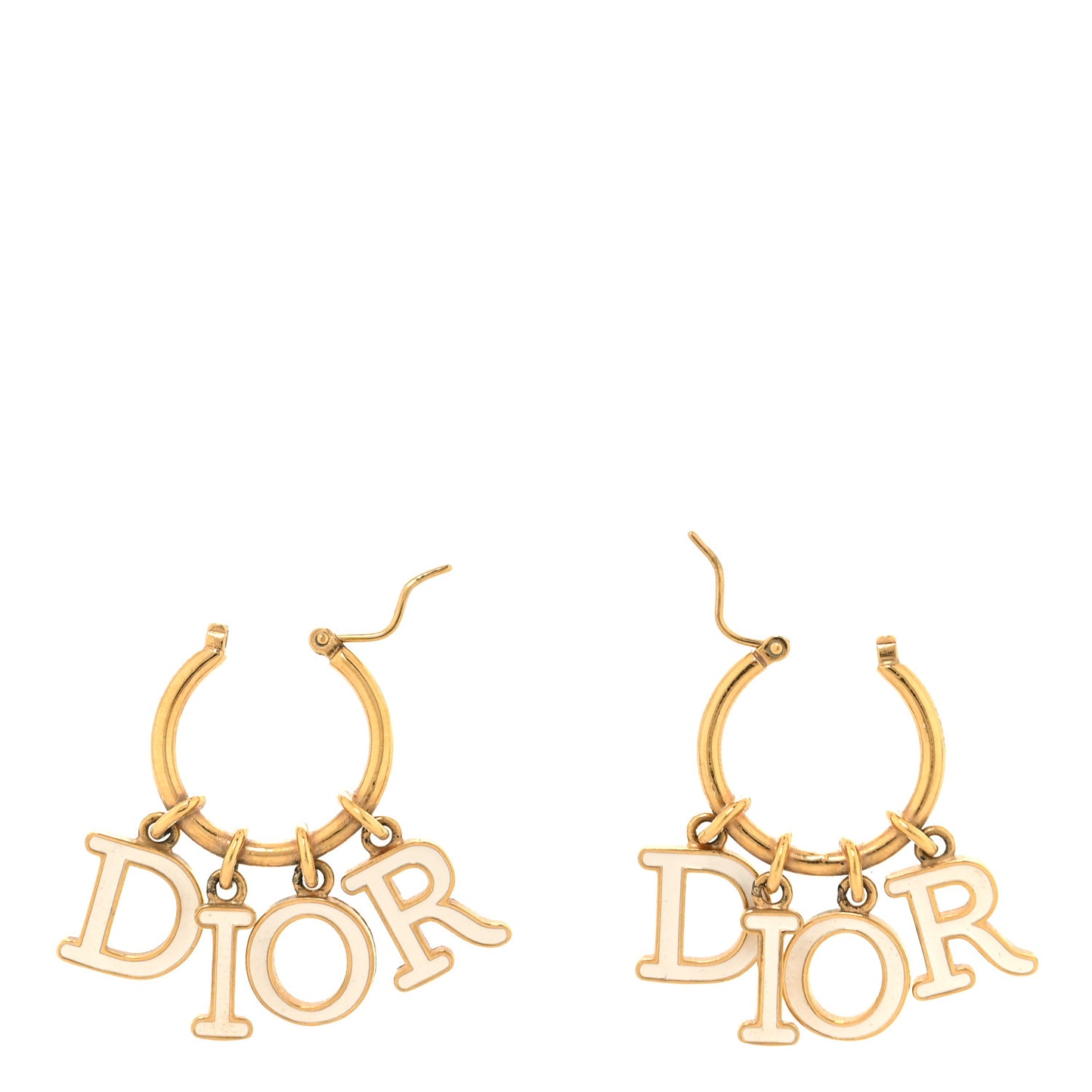 Metal Enamel Dio(r)evolution Hoop Earrings Gold White