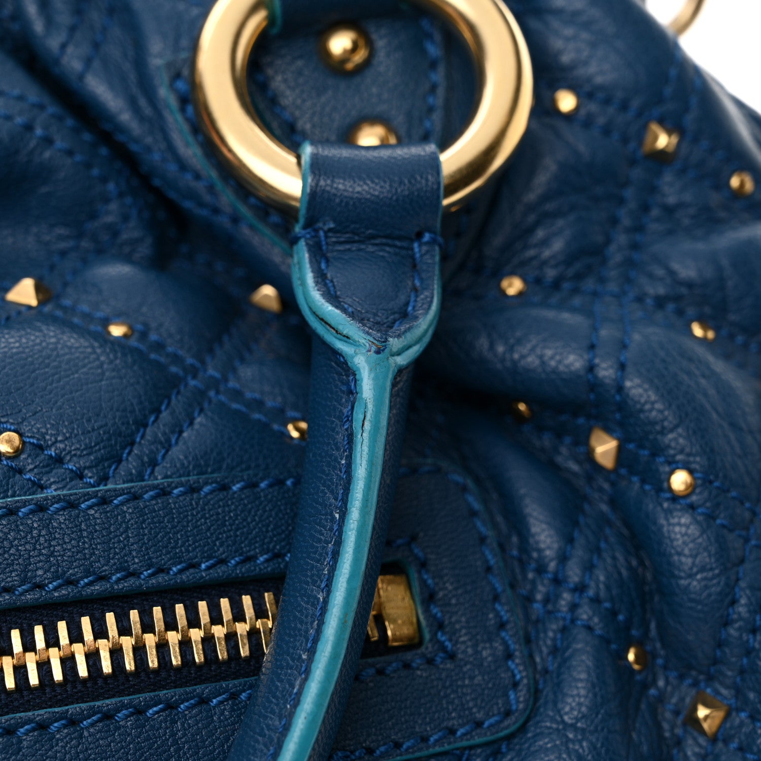 Marc Jacobs Calfskin Quilted Studded Stam Blue 14 of 20