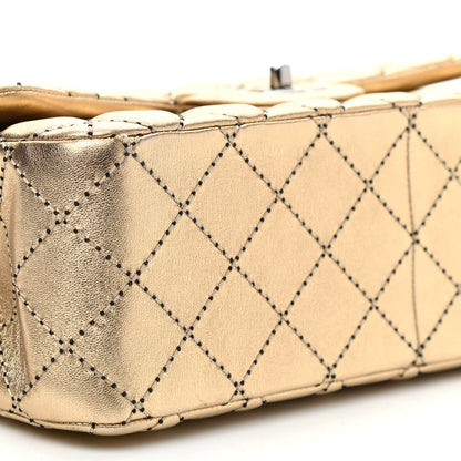 Chanel Metallic Washed Lambskin Quilted Jumbo Double Flap Dark Gold 8 of 9