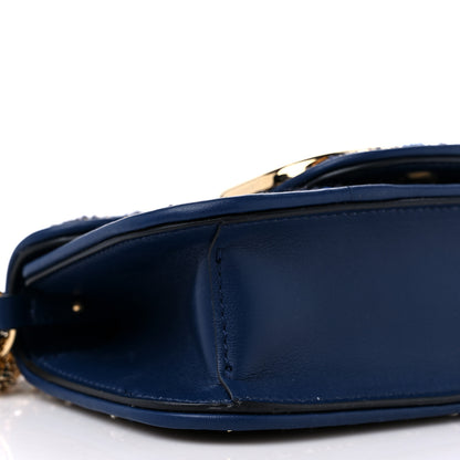 Valentino Garavani Tweed Calfskin Vlogo Small Loco Shoulder Bag Navy Ivory Gold 7 of 11