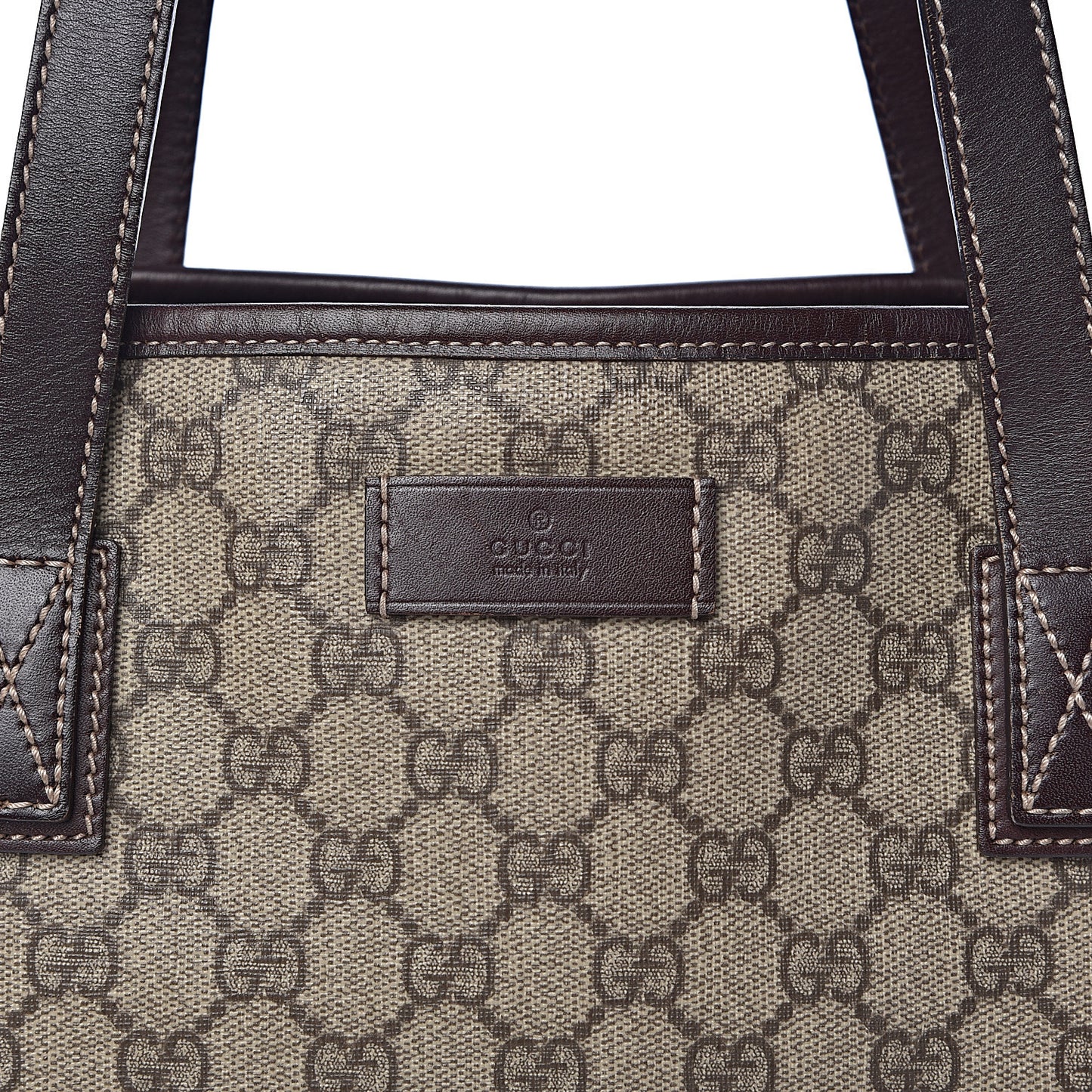 GG Supreme Monogram Medium Zippered Shopping Tote Dark Brown