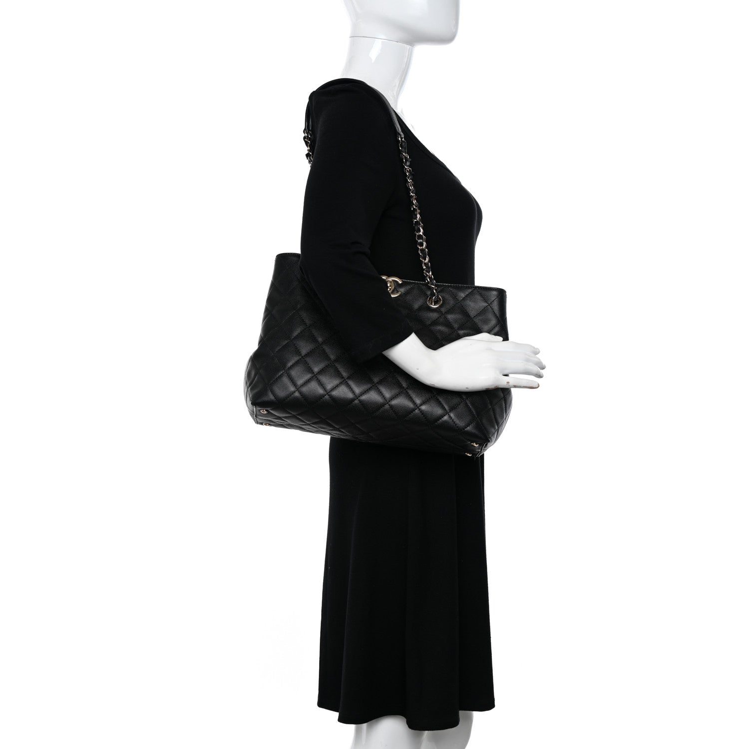 Chanel Caviar Quilted Small Shopping Tote Black 2 of 10