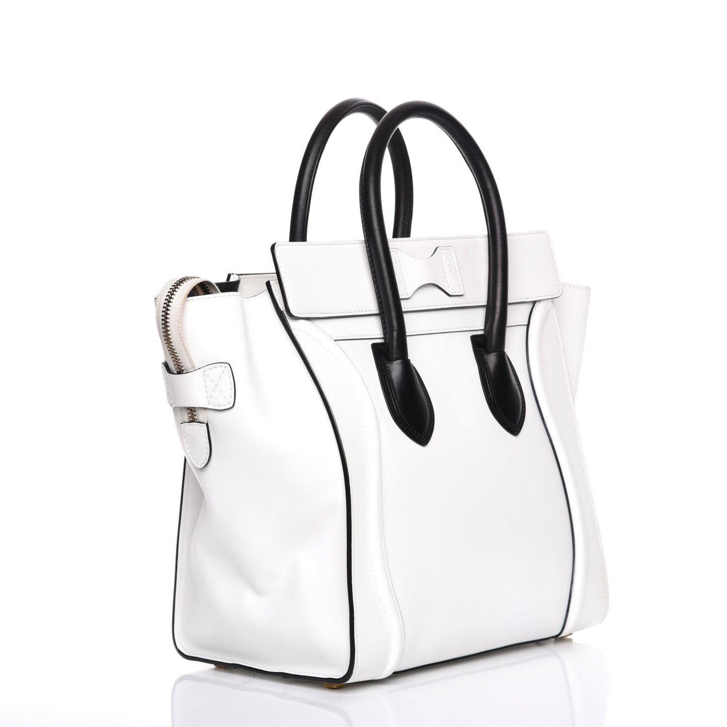 Smooth Calfskin Mini Bi-Color Luggage White Black