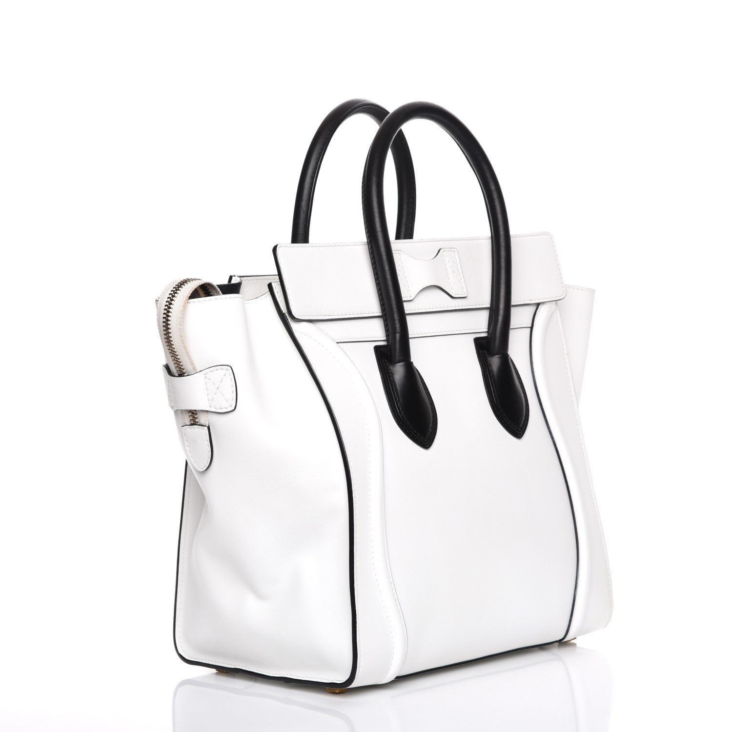 Celine Smooth Calfskin Mini Bi-Color Luggage White Black 3 of 7