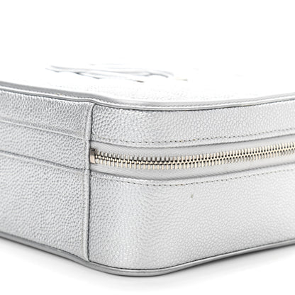 Chanel Metallic Caviar Quilted Medium CC Filigree Vanity Case Silver 10 of 10