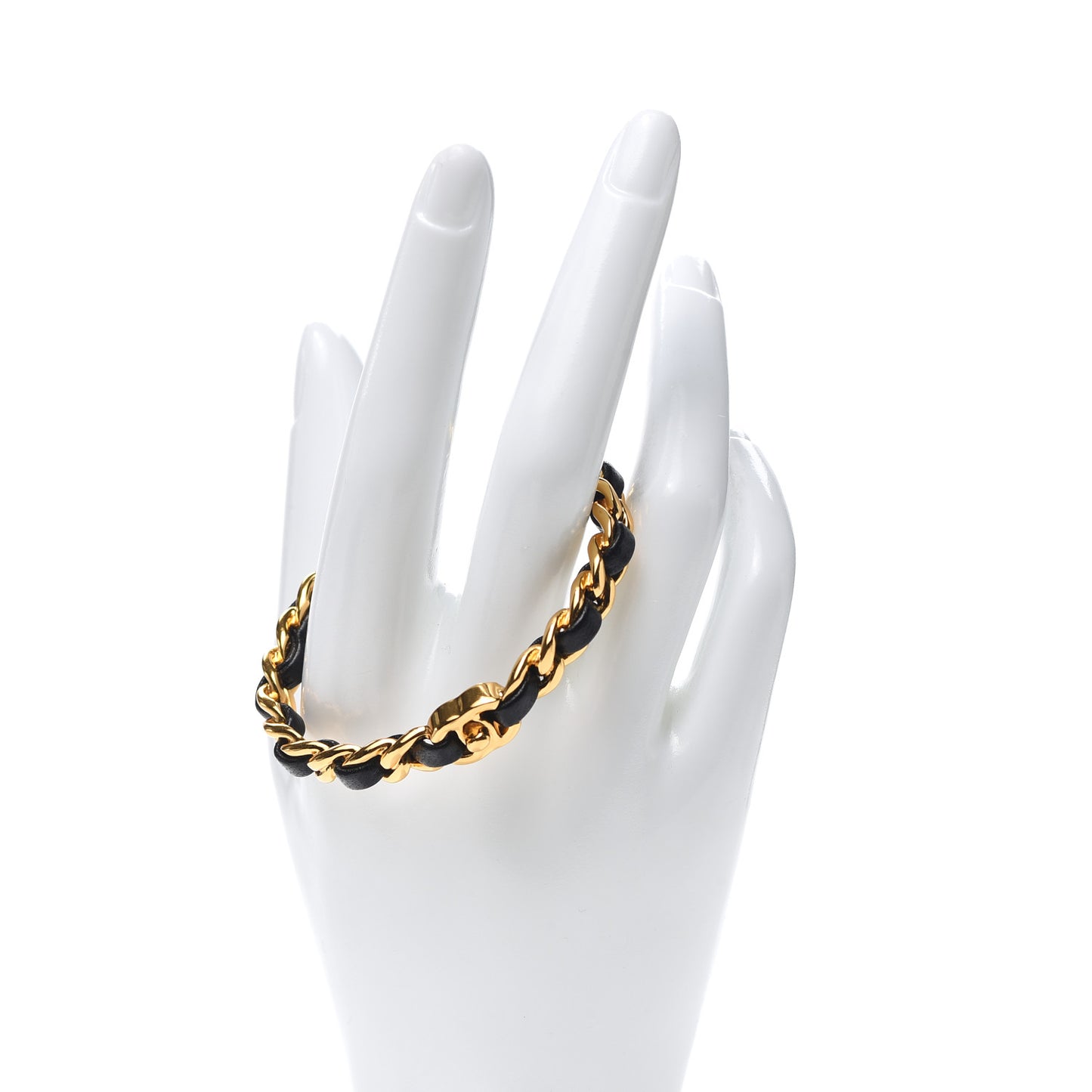 Lambskin More Is More Cuff Bracelet Black Gold