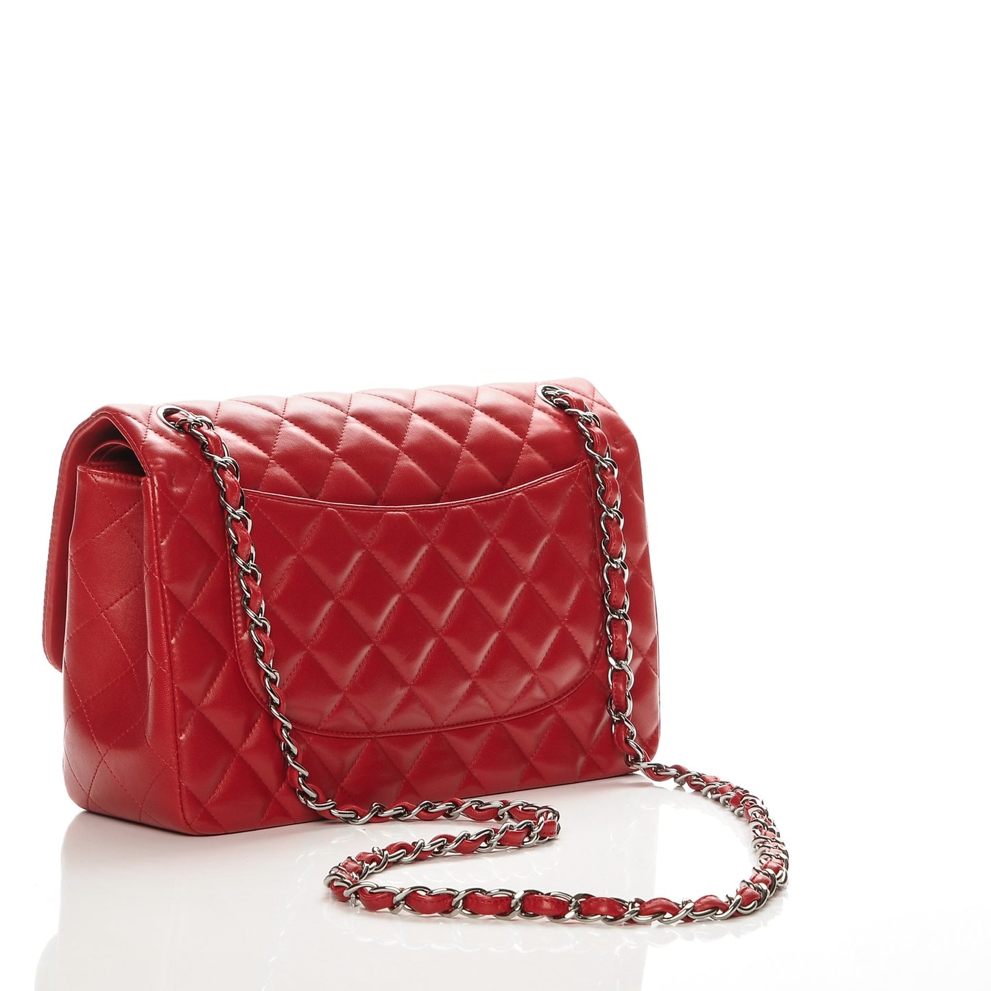 Lambskin Quilted Jumbo Double Flap Red