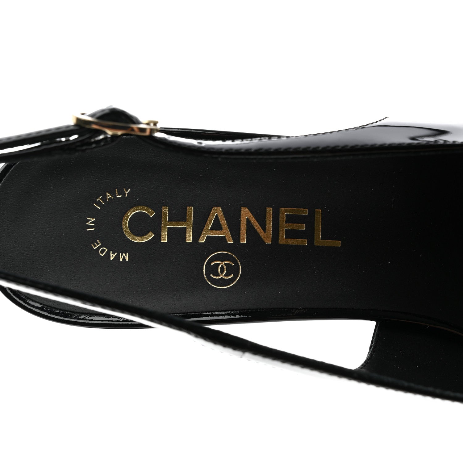 Chanel Patent Calfskin Cap Toe CC Slingback Pumps 37.5 Black 6 of 9