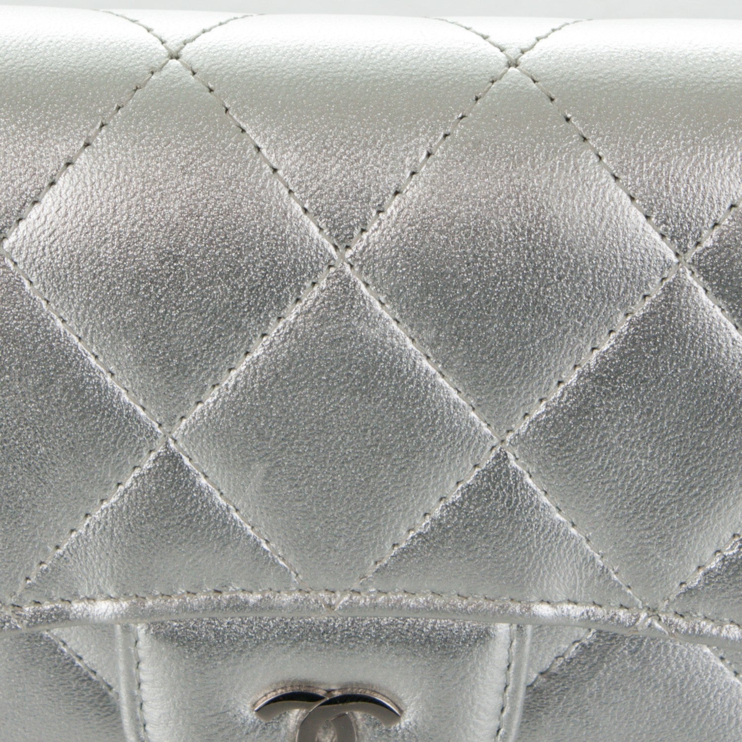 Chanel Metallic Lambskin Quilted Large Flap Wallet Silver 9 of 13