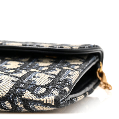 Christian Dior Oblique Small Saddle Chain Pouch Blue Blue 11 of 12