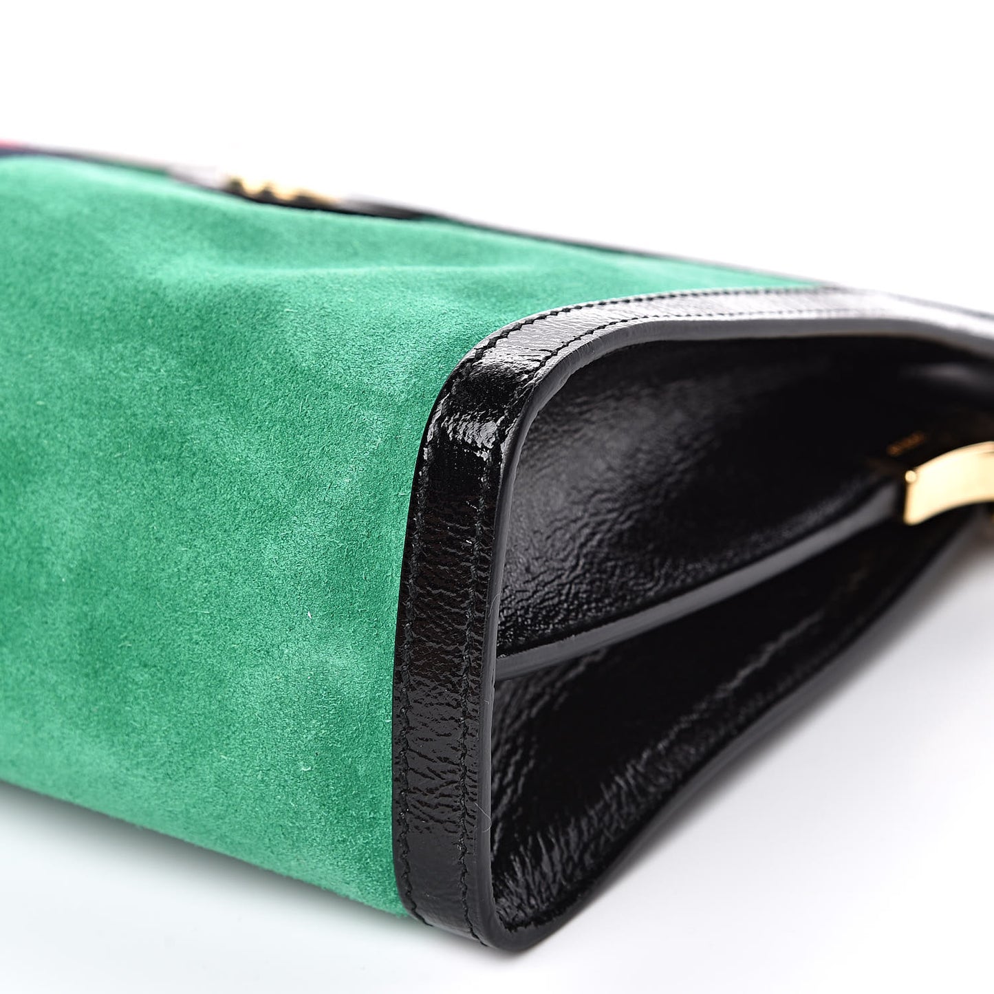 Suede Patent Web Medium Ophidia Chain Shoulder Bag New Shamarock Black