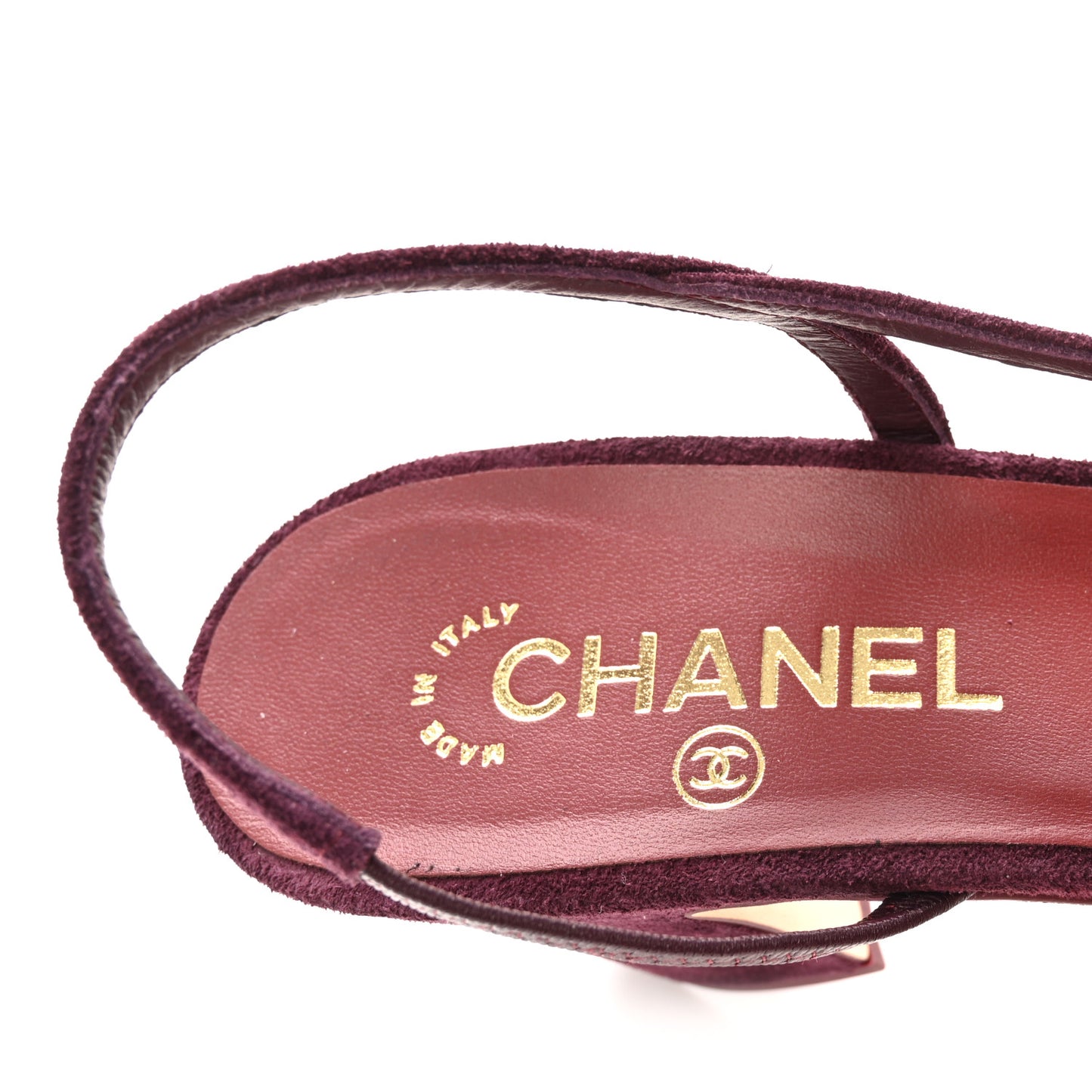Suede Patent Cap Toe CC Slingback Pumps 40.5 Burgundy
