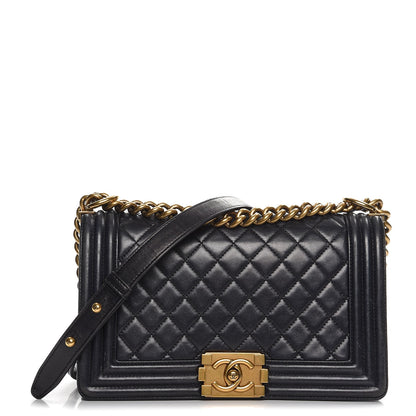 Chanel Lambskin Quilted Medium Boy Flap Pearly Black 1 of 14