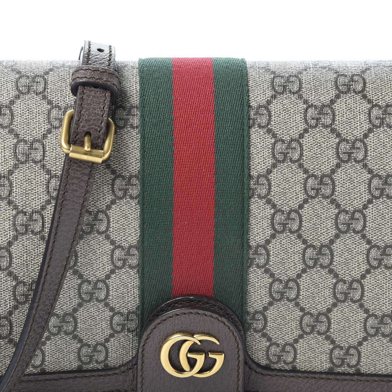 Gucci GG Supreme Monogram Web Ophidia Flap Messenger Bag Beige New Acero 9 of 9