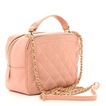 Chanel Calfskin Quilted CC Small Vanity Case Beige 3 of 12