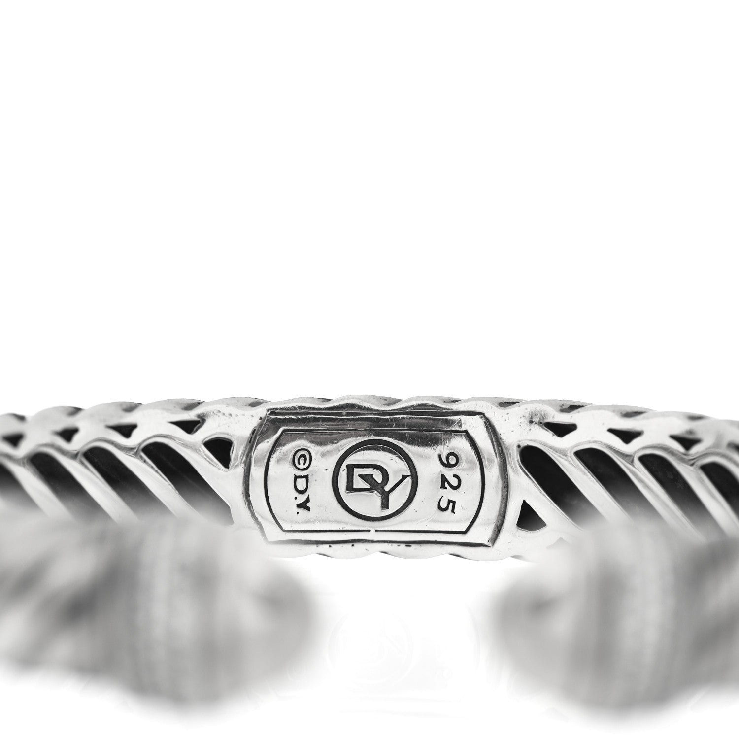 David Yurman Sterling Silver Diamond 10mm Sculpted Cable Bracelet 4 of 4