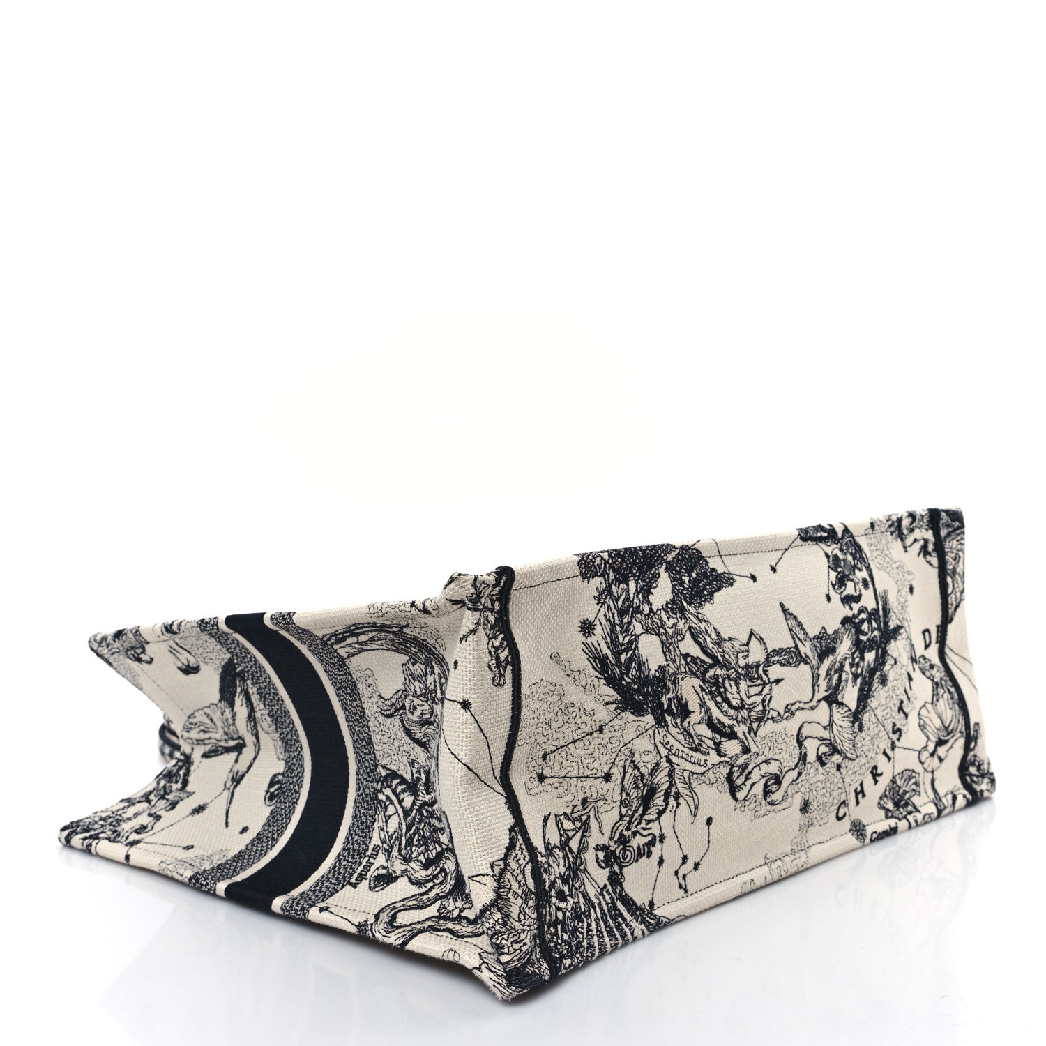 Christian Dior Canvas Embroidered Large Zodiac Toile De Jouy Book Tote Latte 4 of 10