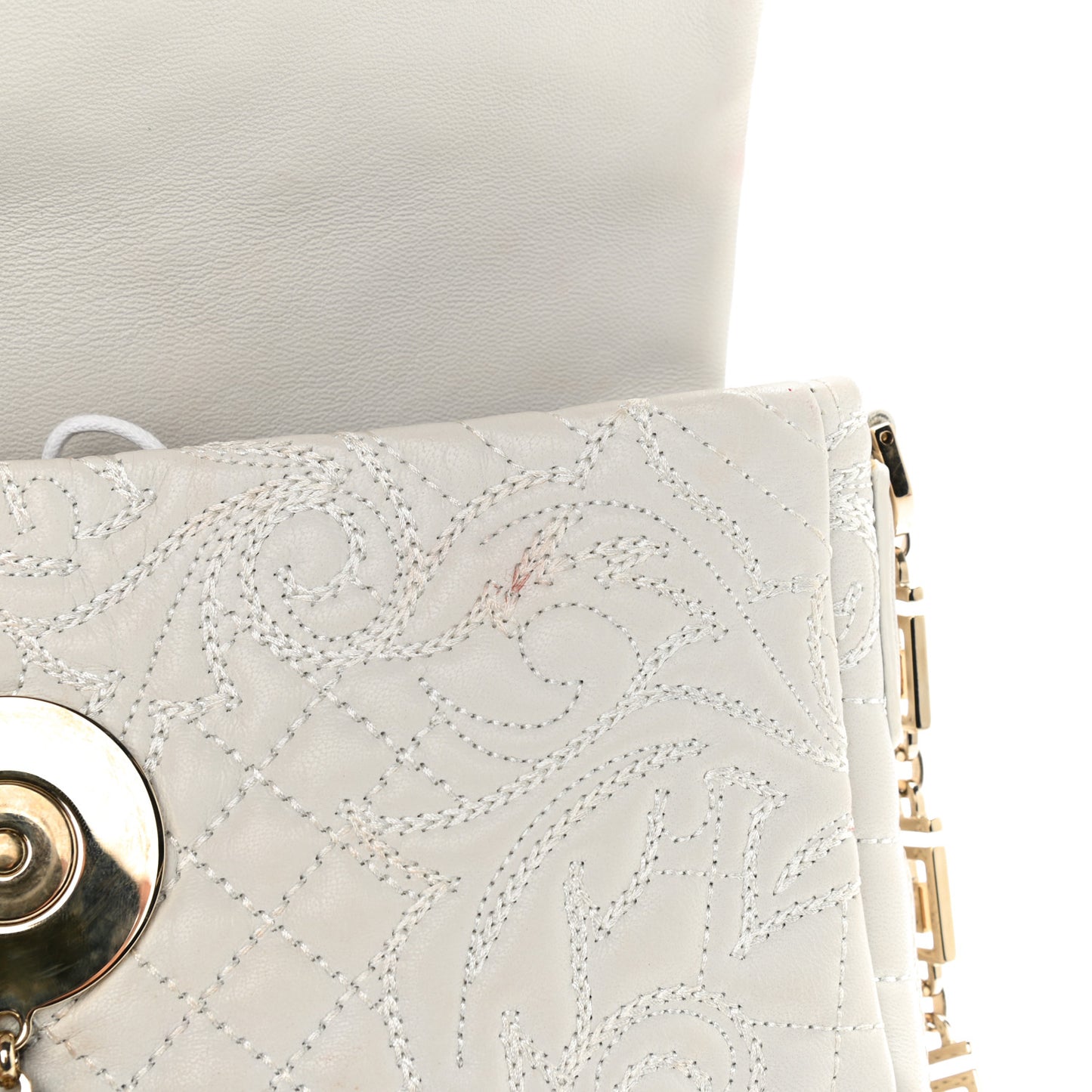 Nappa Barocco Quilted Vanitas Medea Shoulder Bag White