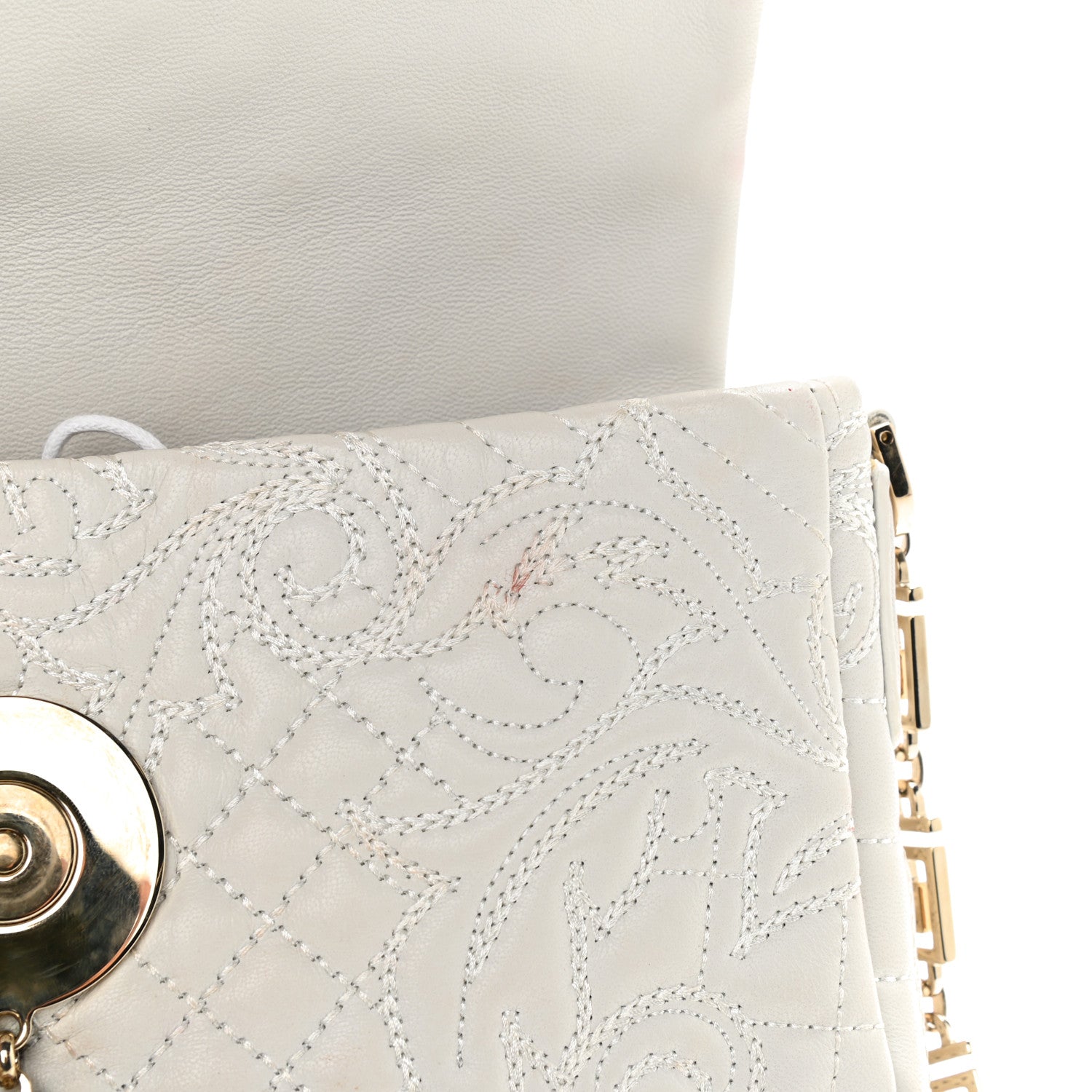Versace Nappa Barocco Quilted Vanitas Medea Shoulder Bag White 11 of 13