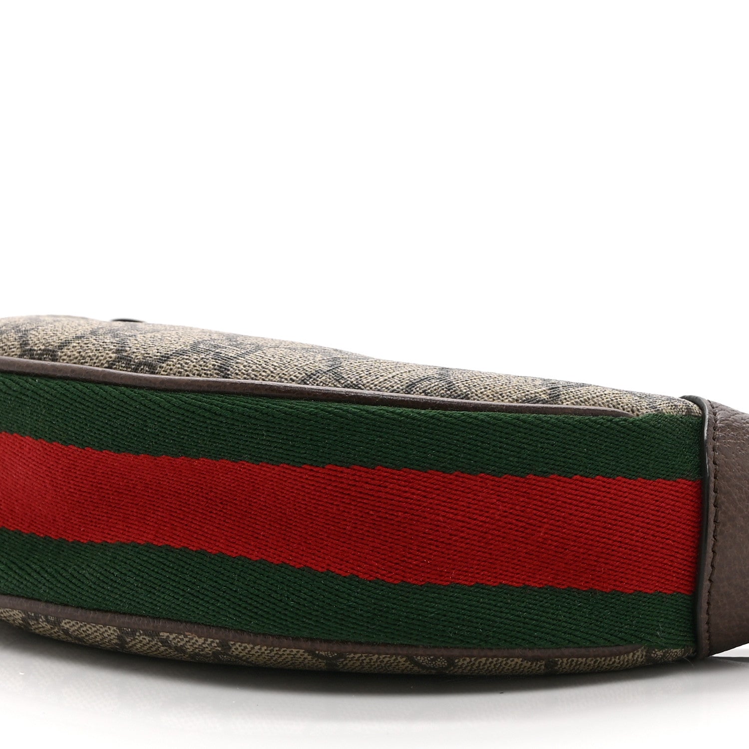 Gucci GG Supreme Monogram Textured Calfskin Web Mini Ophidia Half Moon Hobo Beige Ebony New Acero 10 of 10
