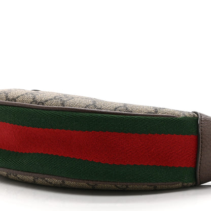 Gucci GG Supreme Monogram Textured Calfskin Web Mini Ophidia Half Moon Hobo Beige Ebony New Acero 10 of 10