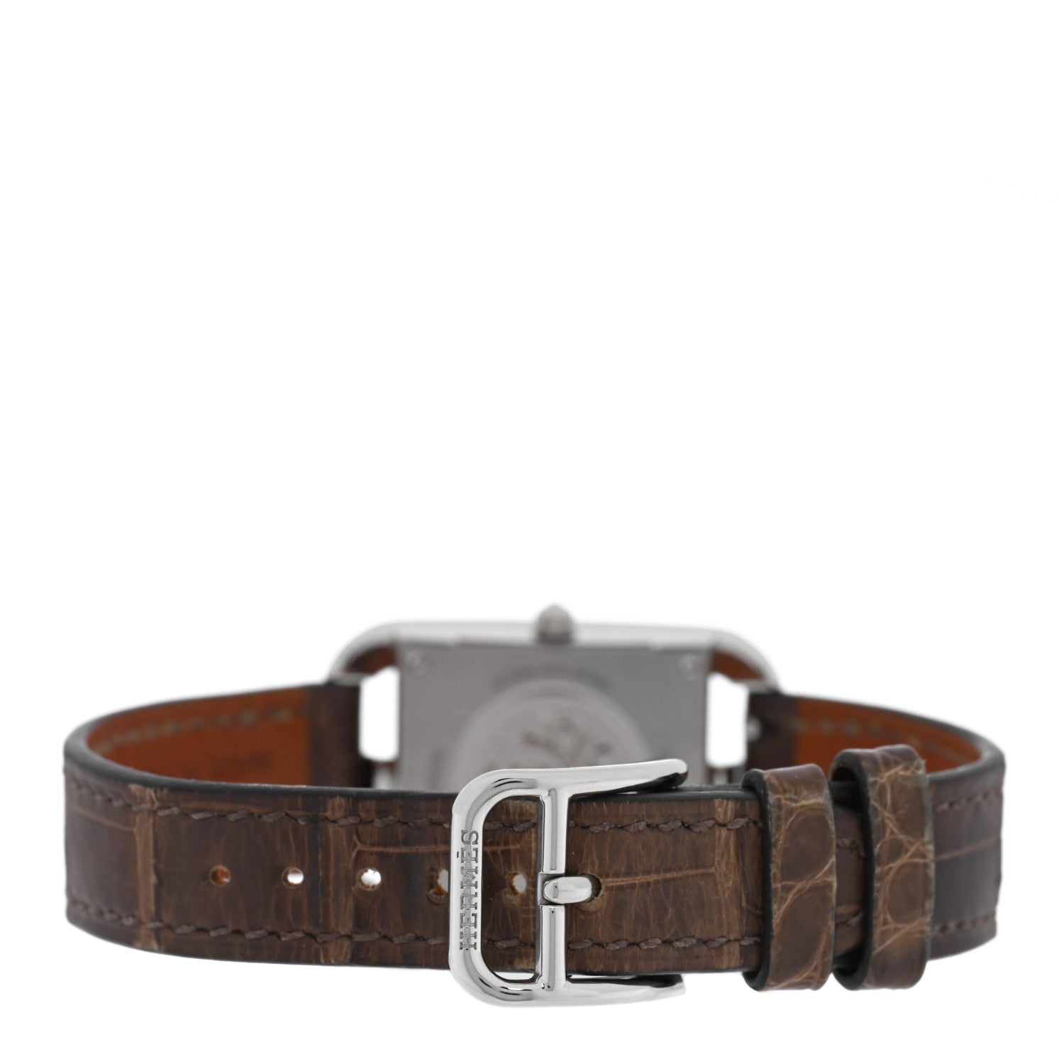 Hermes Stainless Steel Alligator Diamond Pave 23mm Cape Cod Quartz Watch Gris Elephant 3 of 5