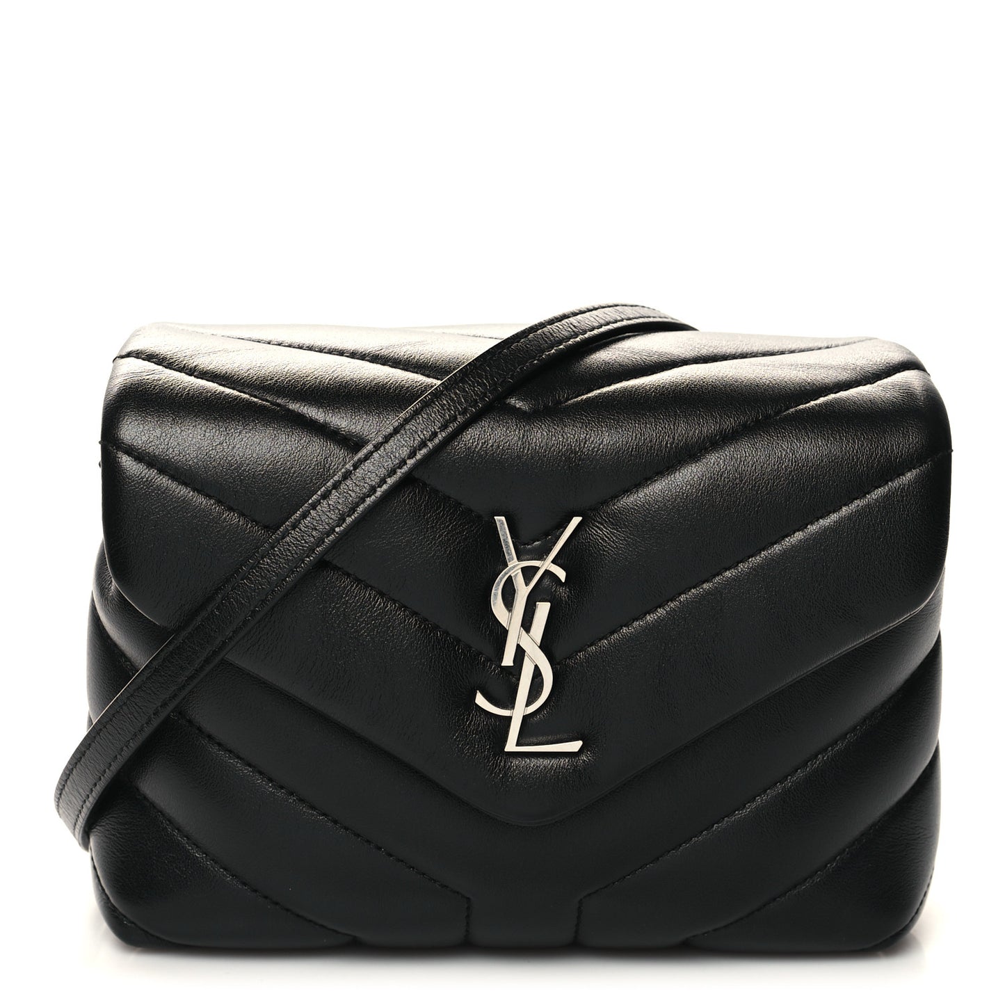 Calfskin Y Quilted Monogram Toy Loulou Crossbody Bag Black