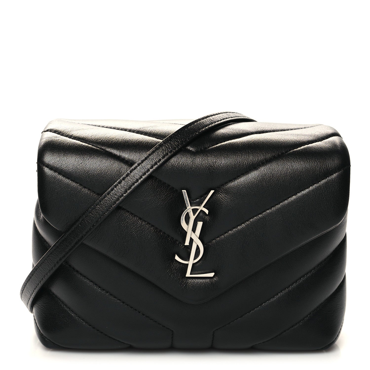 Saint Laurent Calfskin Y Quilted Monogram Toy Loulou Crossbody Bag Black 1 of 12