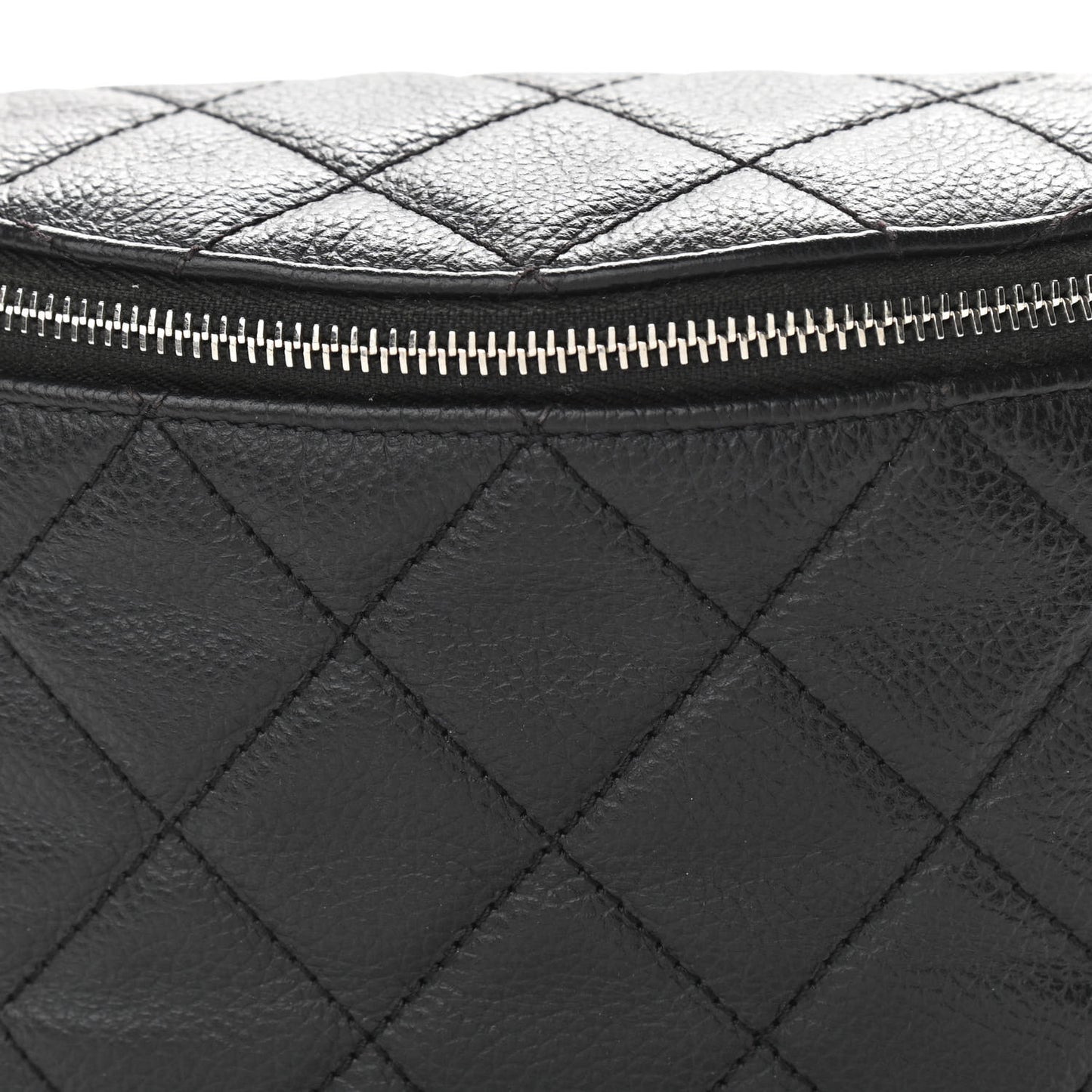Grained Calfskin Quilted Waist Belt Bag Black