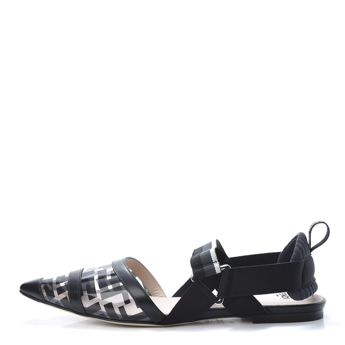 PVC Calfskin FF Colibri Slingback Ballerina Flats 39 Black