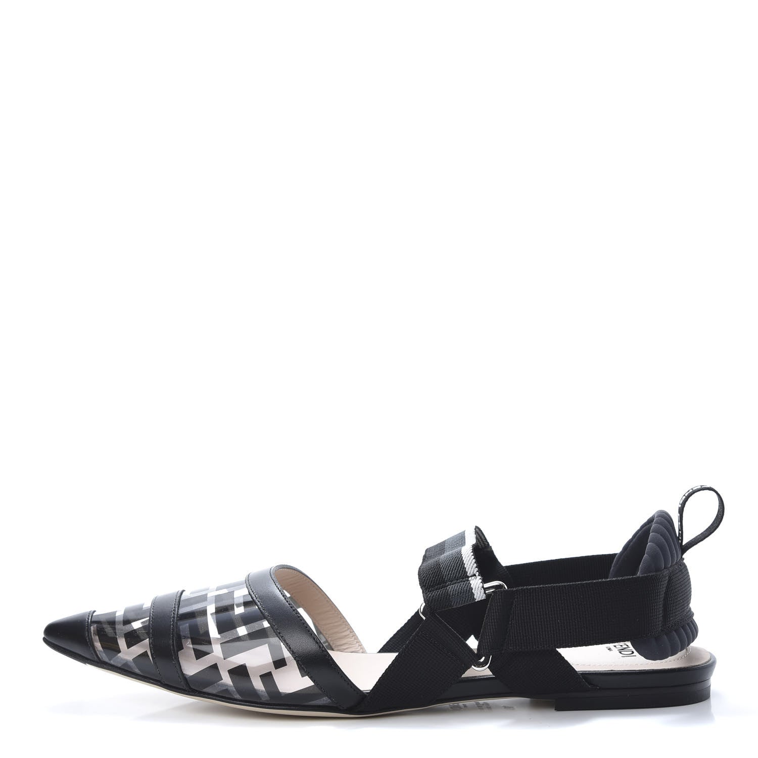 Fendi PVC Calfskin FF Colibri Slingback Ballerina Flats 39 Black 1 of 8