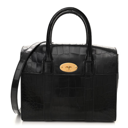 Mulberry Crocodile Embossed Calfskin Bayswater Black 1 of 9