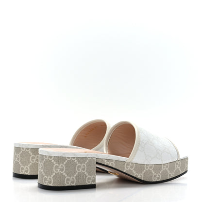 Gucci GG Supreme Monogram Malaga Kid Platform Mule Sandals 37 White Mystic White 4 of 8