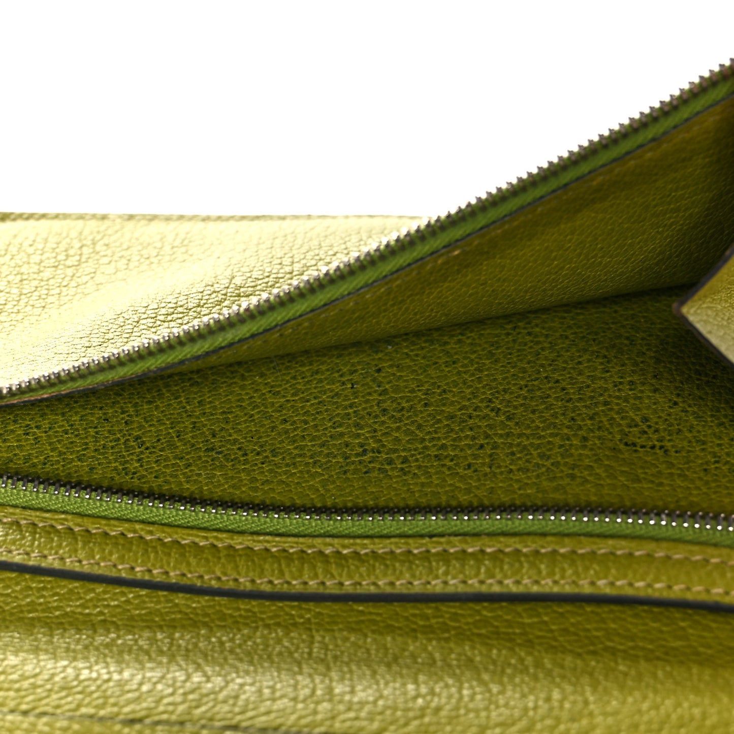 Ostrich Bearn Gusset Wallet Vert Anis