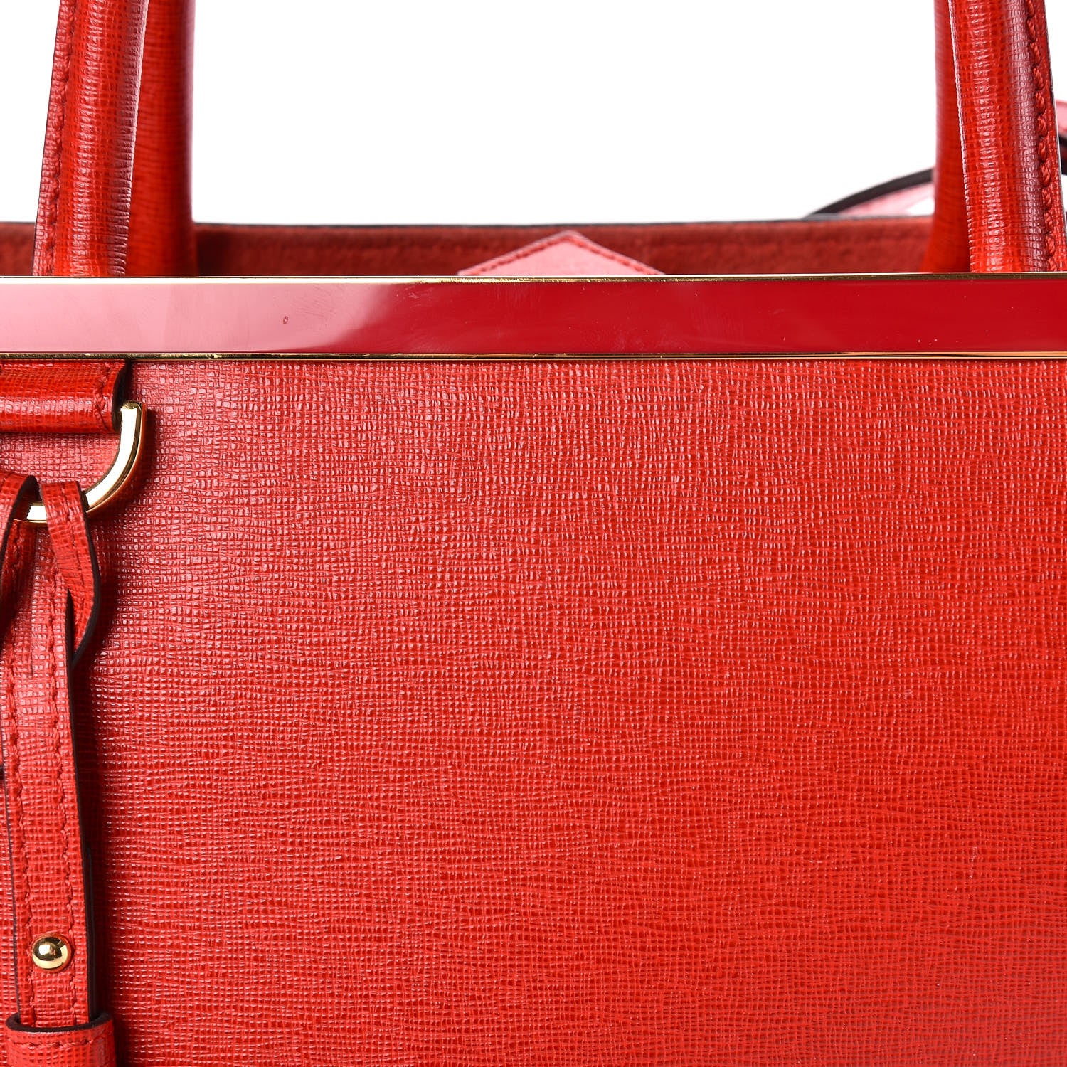 Fendi Vitello Elite Flamingo Regular 2Jours Tote Rosso Fiamma 19 of 19