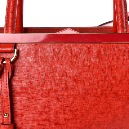 Fendi Vitello Elite Flamingo Regular 2Jours Tote Rosso Fiamma 19 of 19