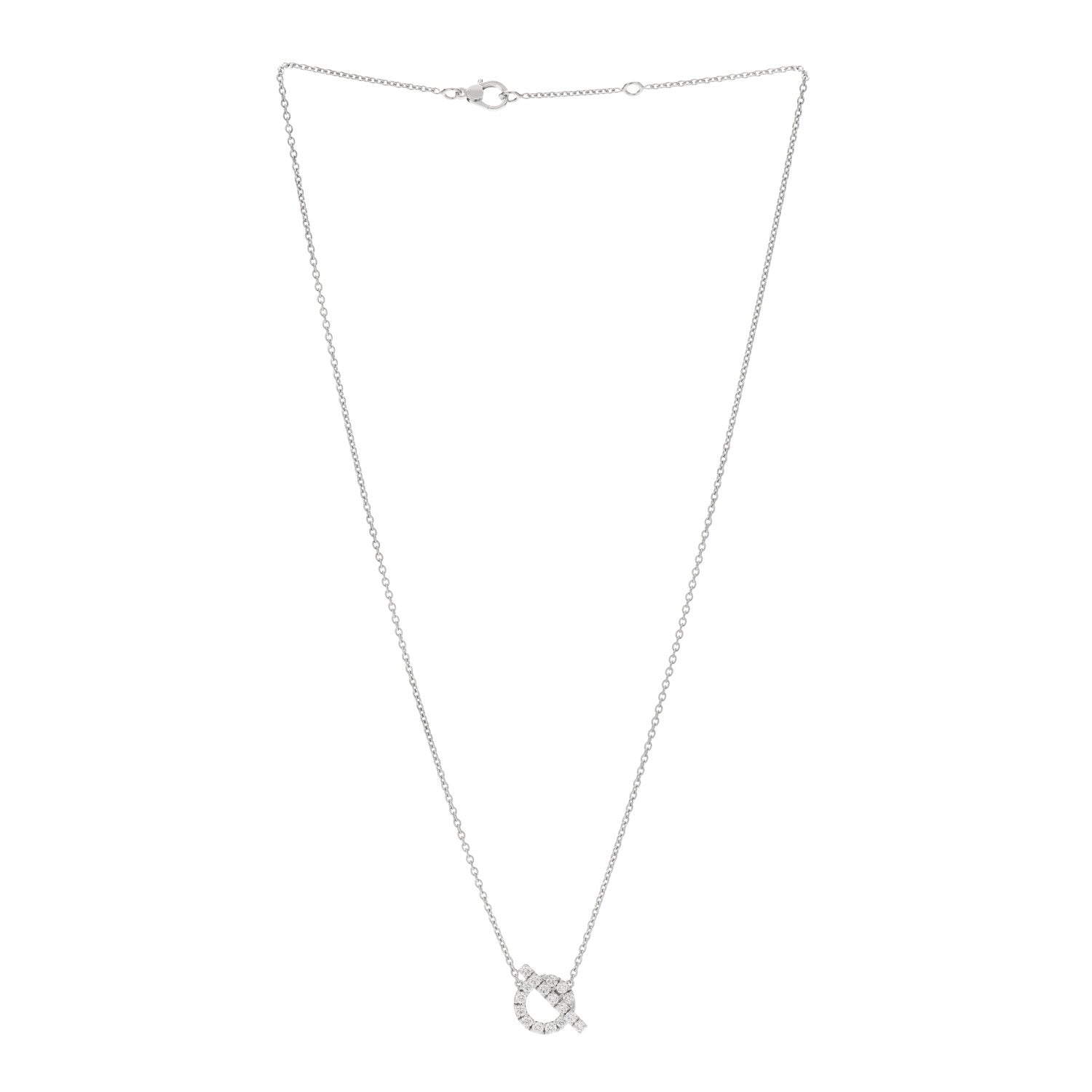 Hermes 18K White Gold Diamond Finesse Pendant Necklace 3 of 5