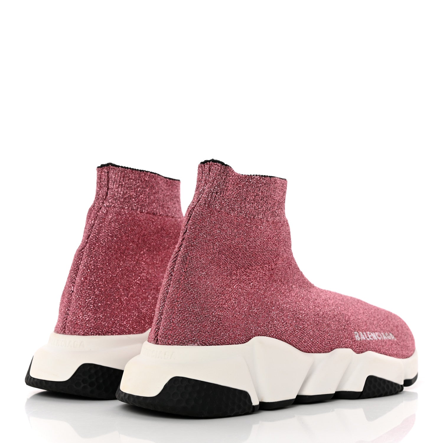 Balenciaga Laminated Knit Bi-Color Sole Womens Speed Sneakers 38 Pink White Black 4 of 15