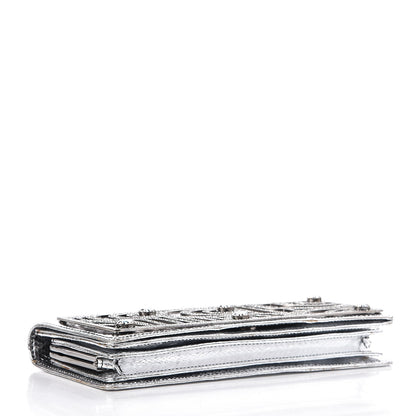 Valentino Garavani Metallic Python Crystal Clutch Silver 5 of 7