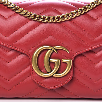 Gucci Calfskin Matelasse GG Marmont Chain Wallet Hibiscus Red 13 of 13