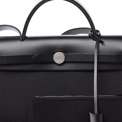 Hermes Military Toile Vache Hunter Herbag Zip PM 31 Black 10 of 11