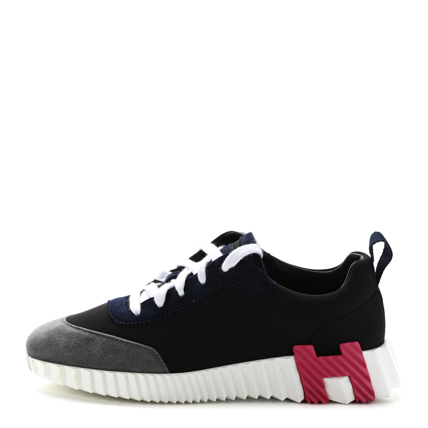 Technical Canvas Suede Goatskin Womens Bouncing Sneakers 38 Black Gris Osmium