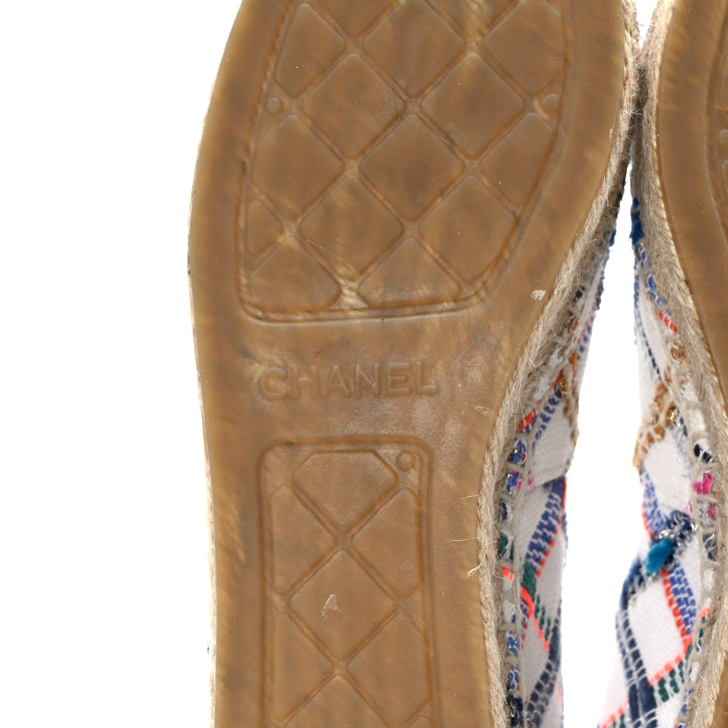 Chanel Tweed Grosgrain CC Espadrilles 40 White Blue Pink Green Black 6 of 10