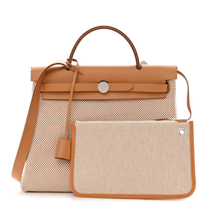 Hermes Vache Hunter Criss Viking Herbag Zip Retourne 31 PM Ecru Beige Naturel 1 of 13