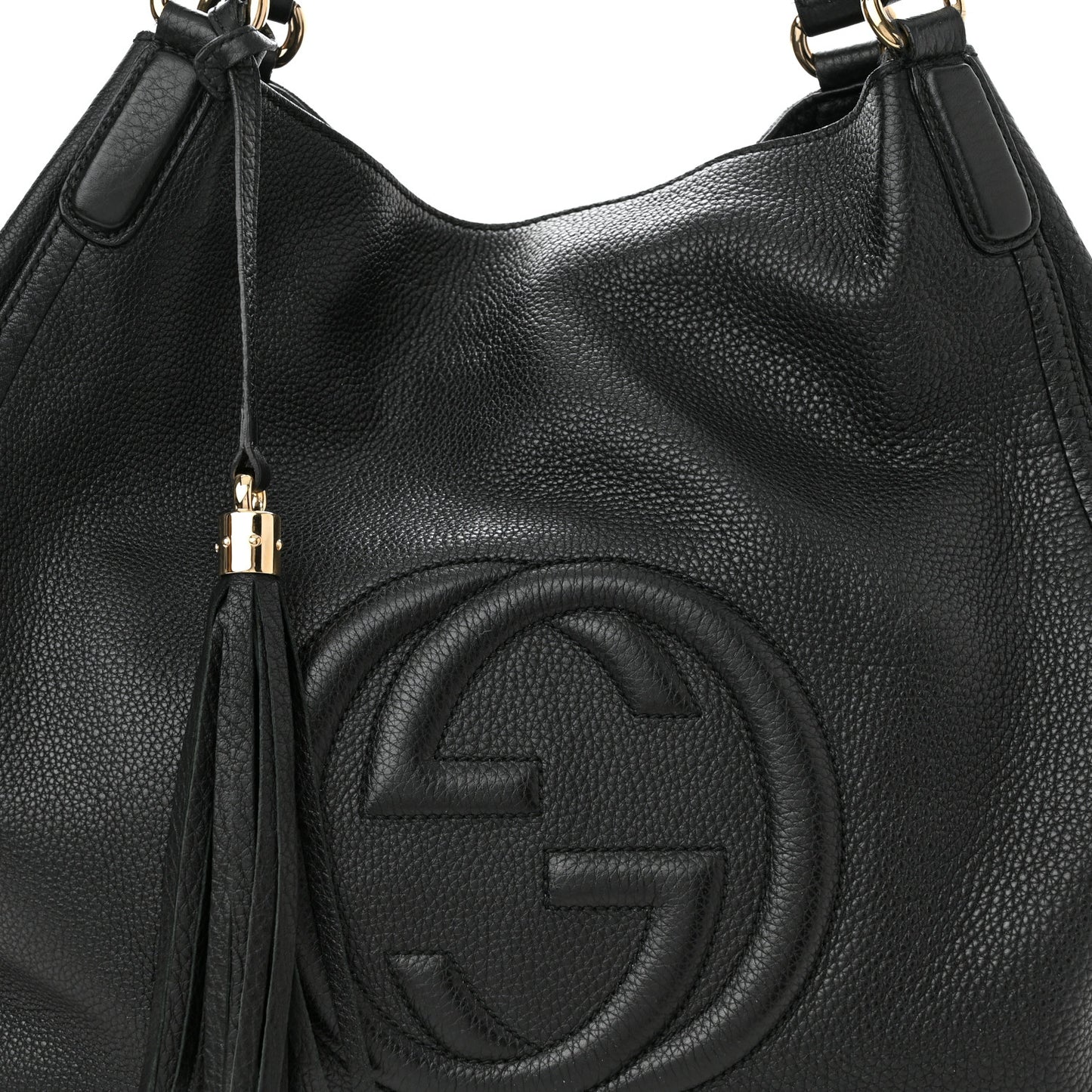 Pebbled Calfskin Large Soho Shoulder Bag Black