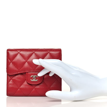 Chanel Caviar Quilted Compact Flap Wallet Dark Red 2 of 8