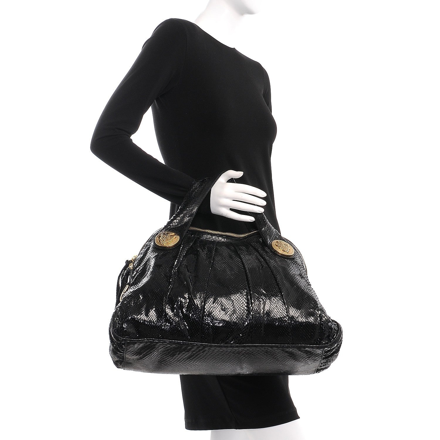 Gucci Python Medium Hysteria Top Handle Bag Black 2 of 7