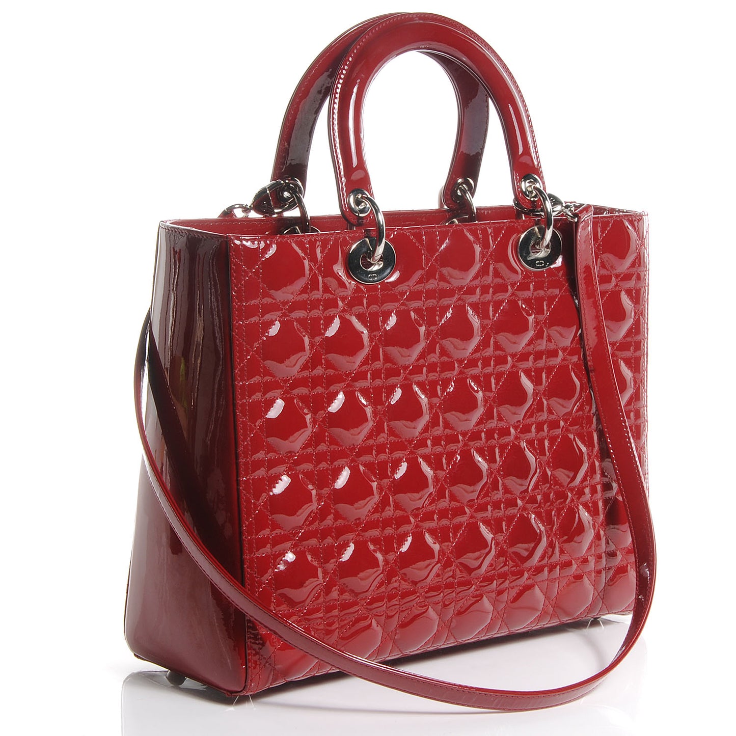 Patent Cannage Large Lady Dior Red