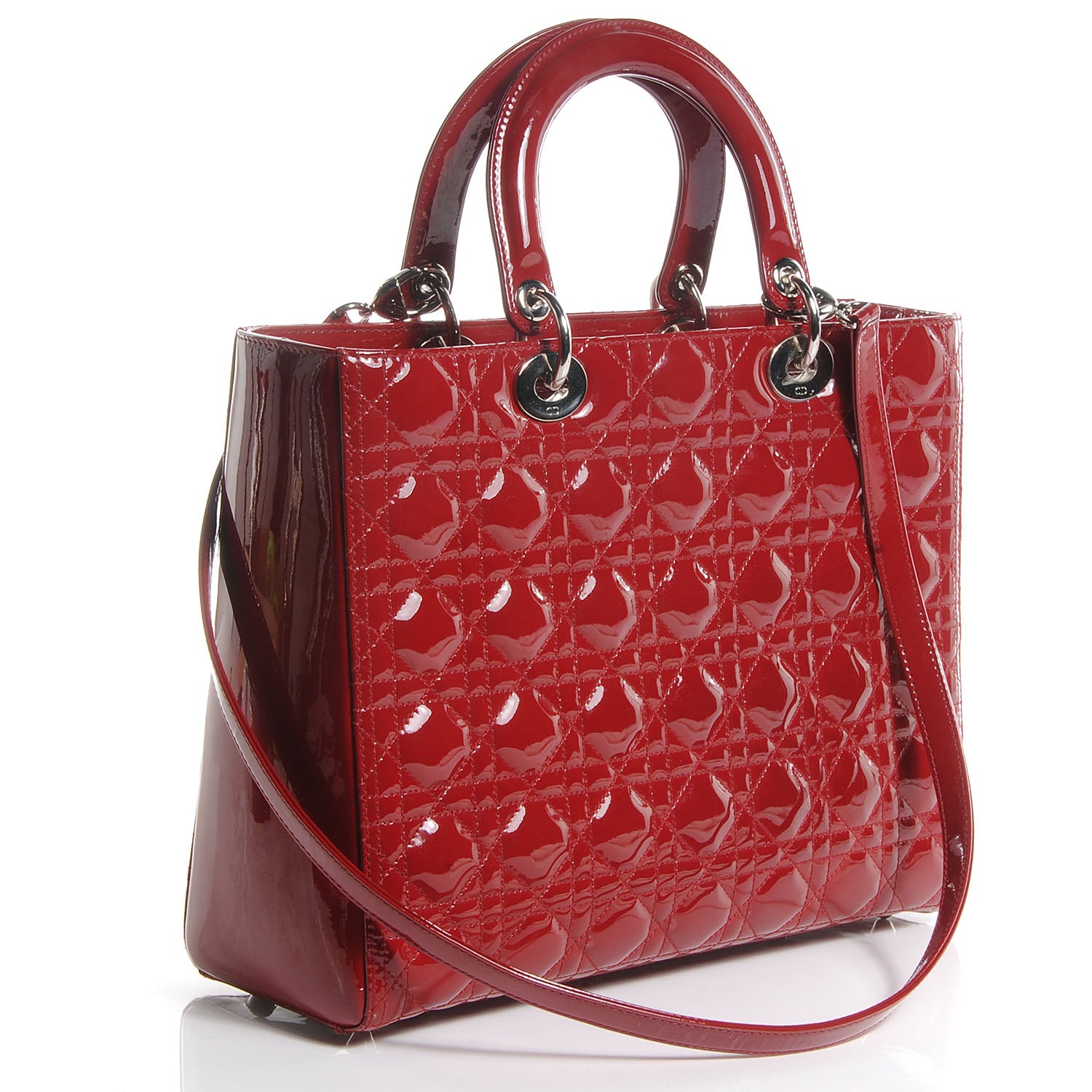 Christian Dior Patent Cannage Large Lady Dior Red 3 of 7