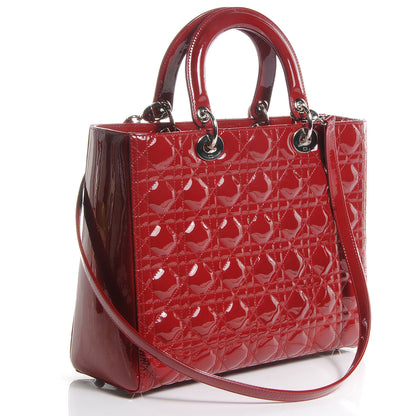 Christian Dior Patent Cannage Large Lady Dior Red 3 of 7